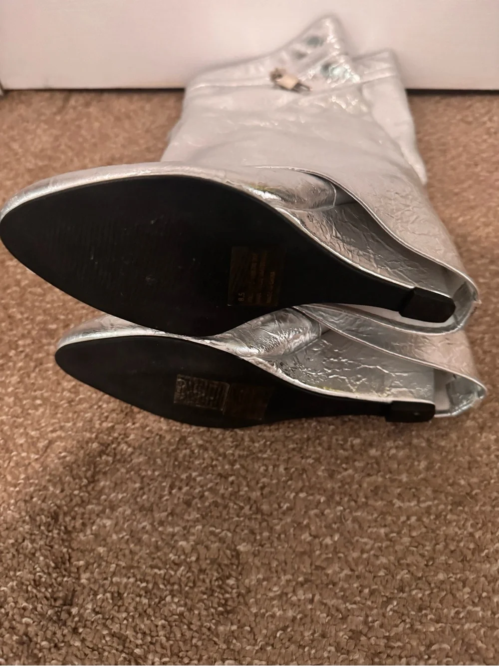 Metallic Silver Over-the-Knee Boots for Women
